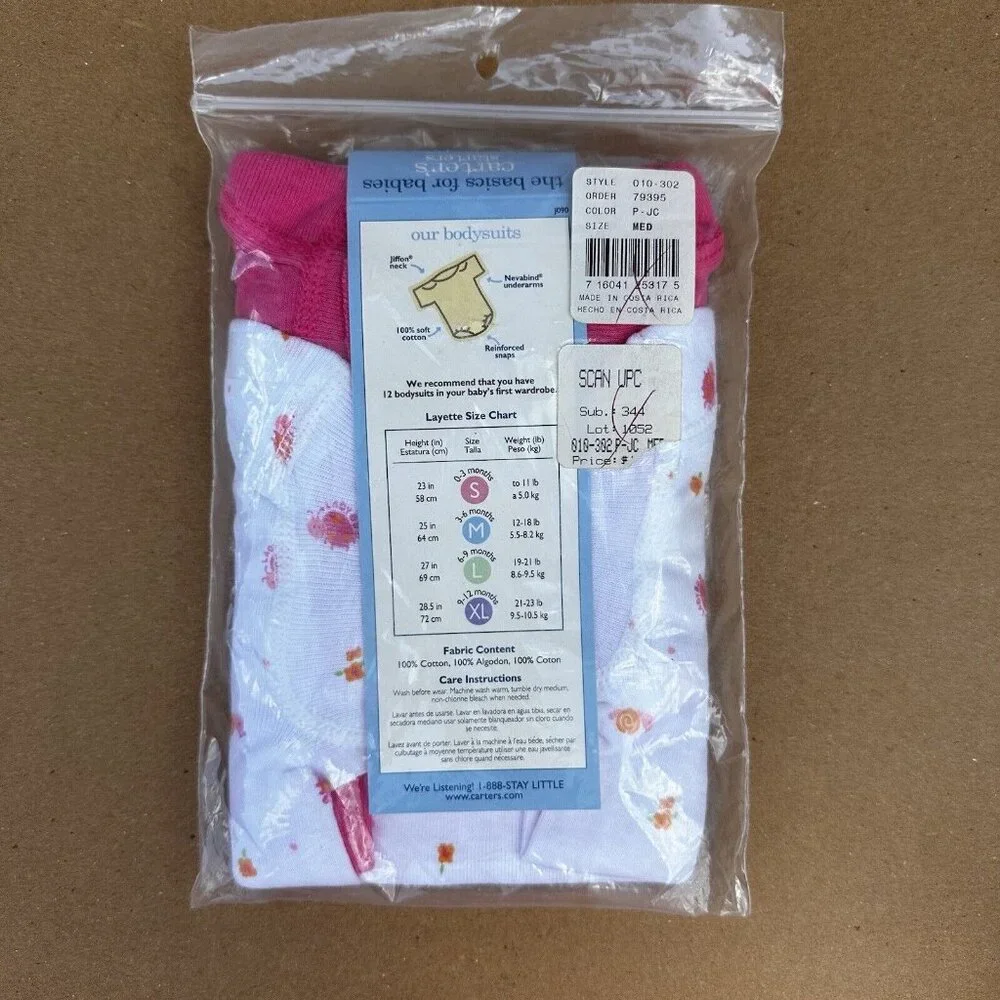 New Carter's Starters Size 3-6 mths Set Of 2 Cotton Bodysuits